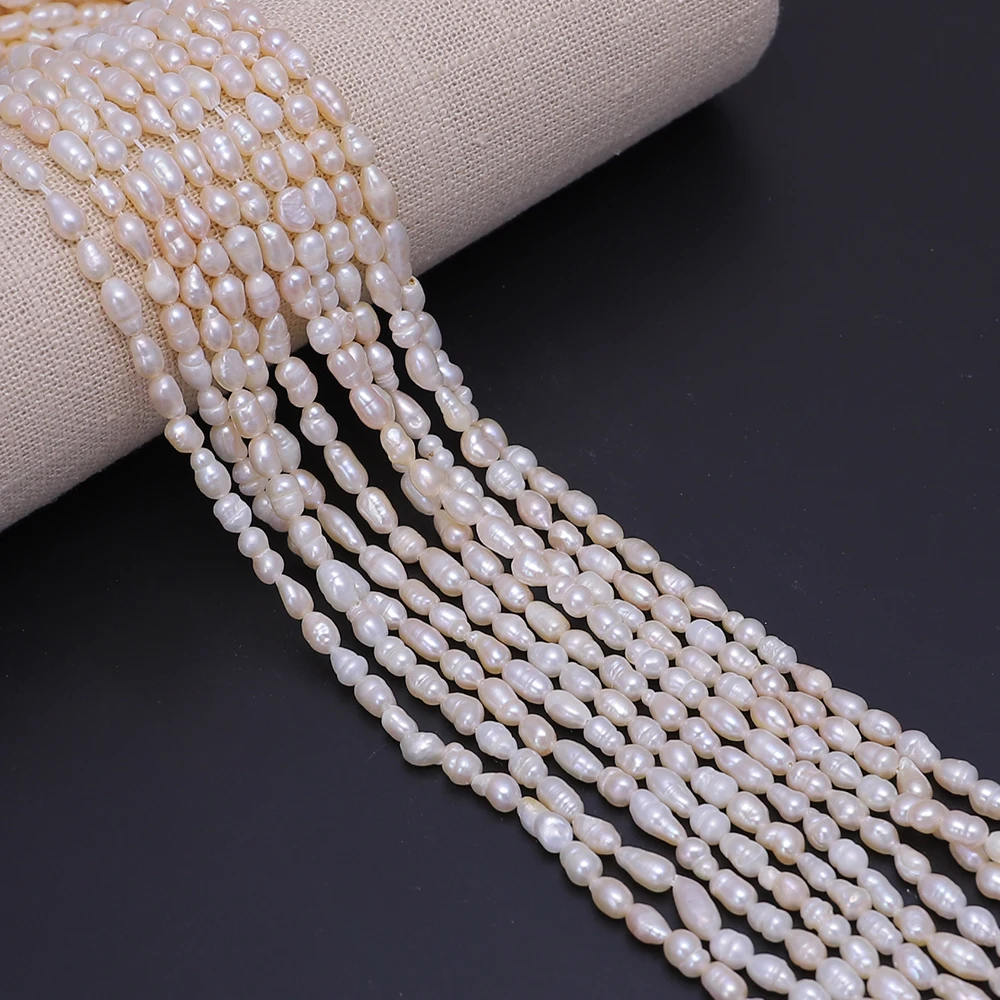 Esiyni AA Natural Freshwater Pearls Fashion Rice Grain Thread Loose Beads DIY Jewelry Necklace Bracelet Make Beads Holiday Gifts