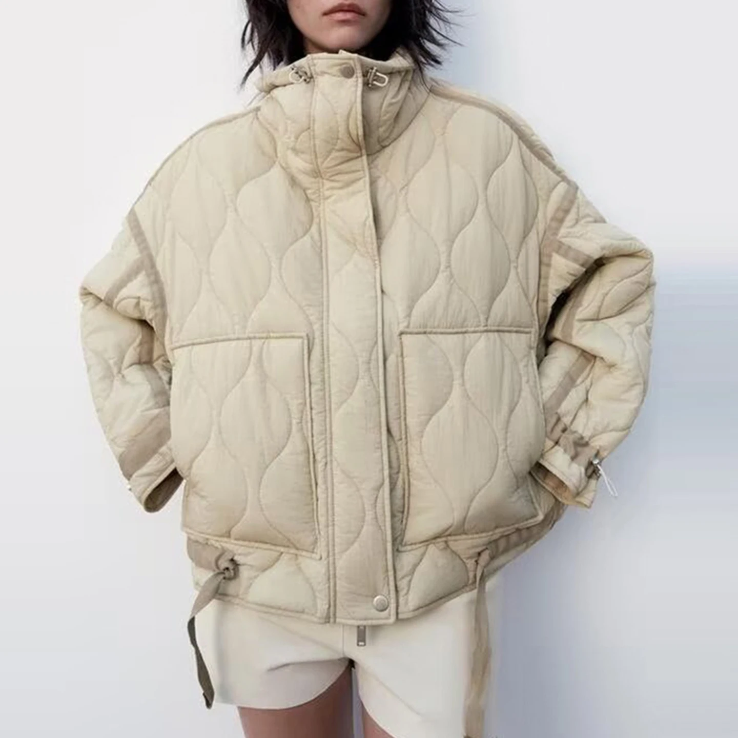 معطف نسائي من Faionable عقدة مزخرفة من Jaet وصل حديثًا للشتاء، حامل معطف طويل مناسب للإغلاق بسحاب... #2