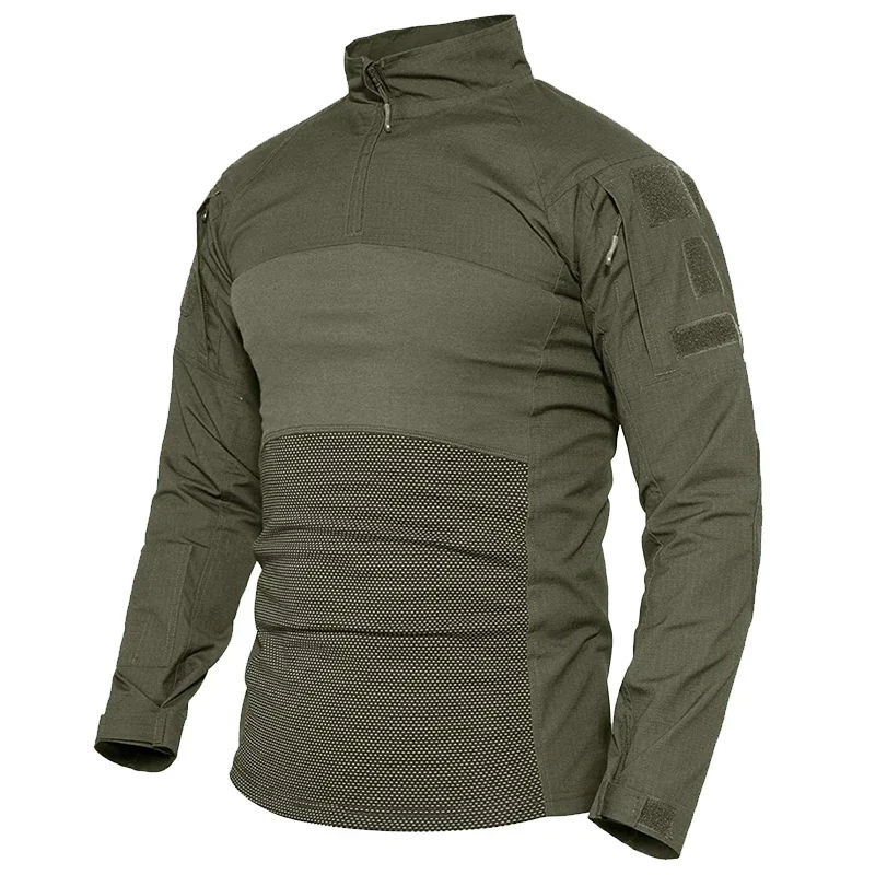 Camiseta táctica hombre camuflaje woodland manga larga outdoor caza - imagen 2