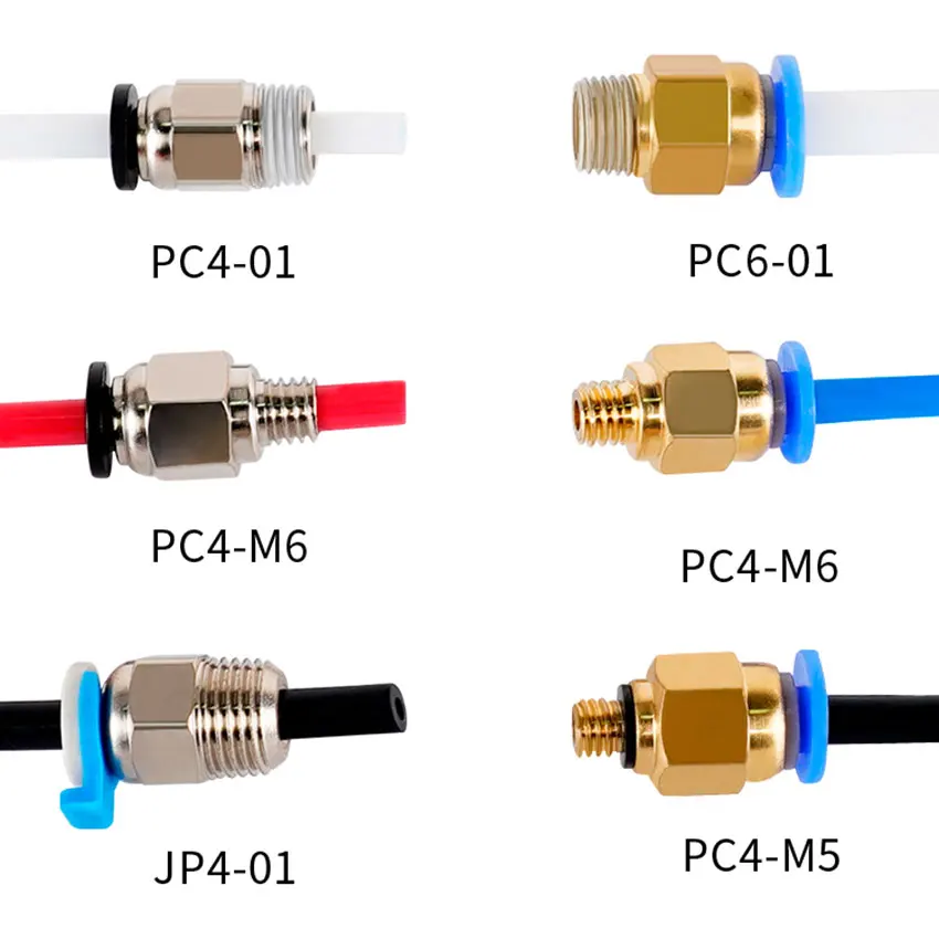 Pneumatic Connector For 3D Printer Parts Bowden Quick Jointer Coupler 1.75/3mm Pipe PC4 PC6 01 m6 m5 fittings PTFE Tube Extruder