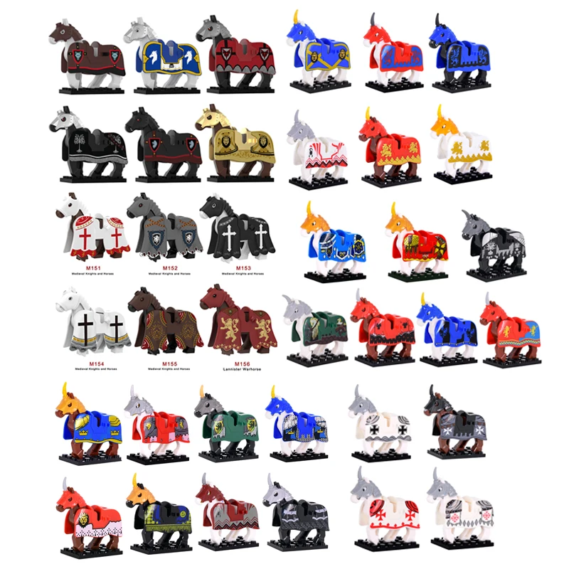 

Building Block Medieval Fantasy Horse Models Set Diverse Cape Armor Designs Detailed Playable Toy Figures for Kids Collectors