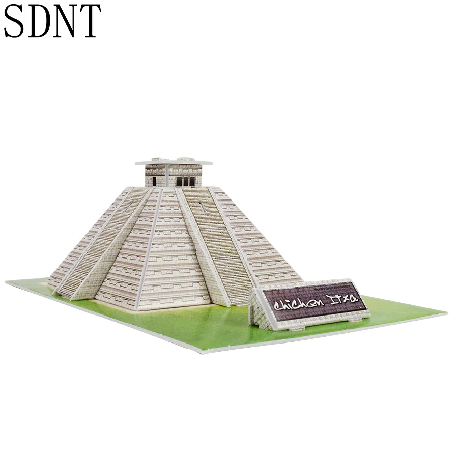 Mayan Pyramid Building 3D Puzzle Toys for Children Places of Interest DIY Assembly Cardboard Model Educational Toys Decoration