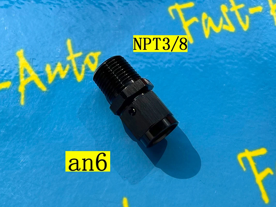 

Black Male NPT 3/8" to AN6 /AN8 /AN10 Female Swivel Straight Adapter Fitting Black