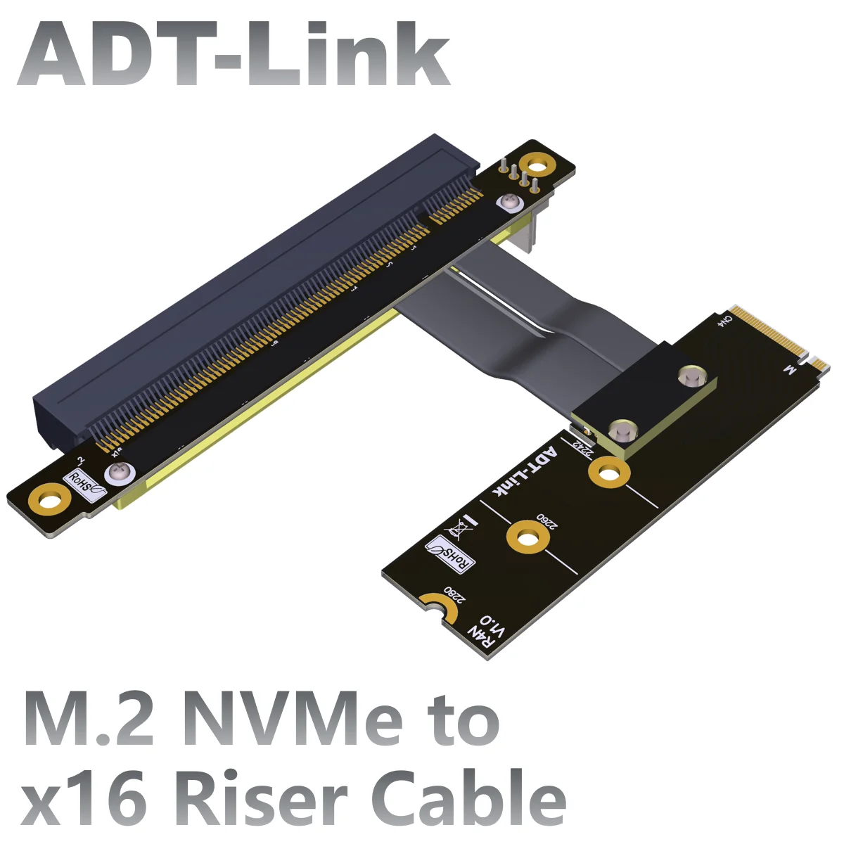 ADT-Link M.2 NVME to PCIe 3.0 x16 Riser Cable M.2 NGFF NVMe STX Motherboard Graphics Card Extension Gen3.0 M.2 to X16 Adapter