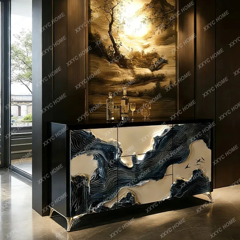 

Q Artistic special-shaped decoration side cabinet luxury Song style aesthetic style painted entrance cabinet
