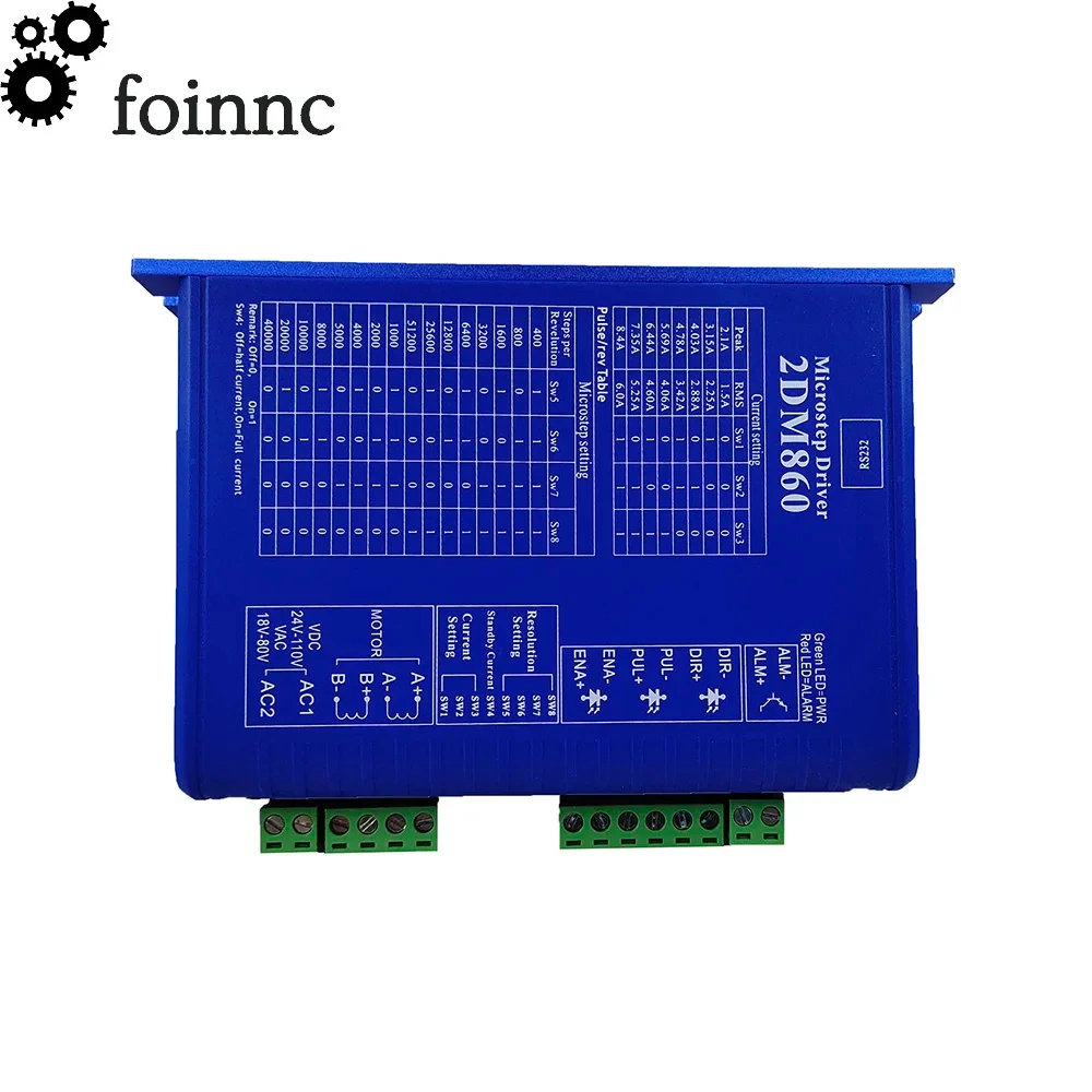 2DM860H NEMA34 2-Phase Digital stepper Motor DRIVER 2DM860H/2DM860 2.1A-8.4A 24-80V AC และ DC Universal