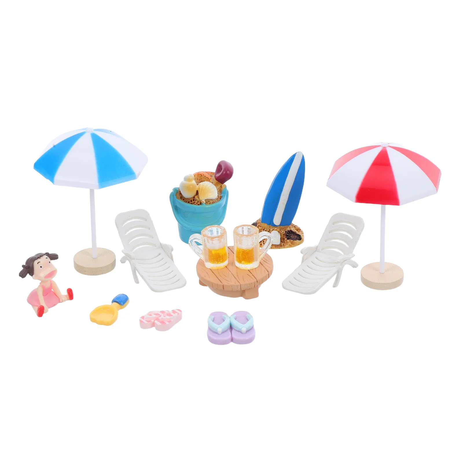 

13Pcs Miniature Beach Ornaments Durable Resin Plastic Versatile Usage Party Supplies Dollhouse Beach Dollhouse Items