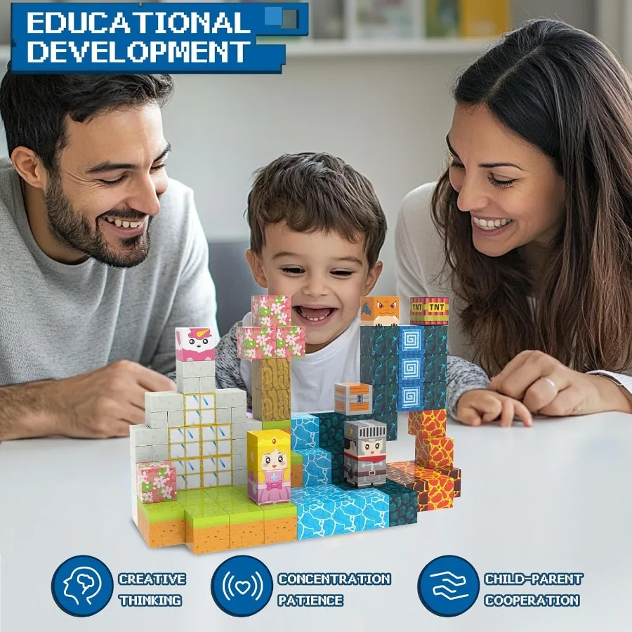 磁気ビルディングブロック - 150個 ビルドマイマグネットワールド マジックポータルセット 磁気ビルディングブロック 幼児のおもちゃ STEM モンテッソーリ