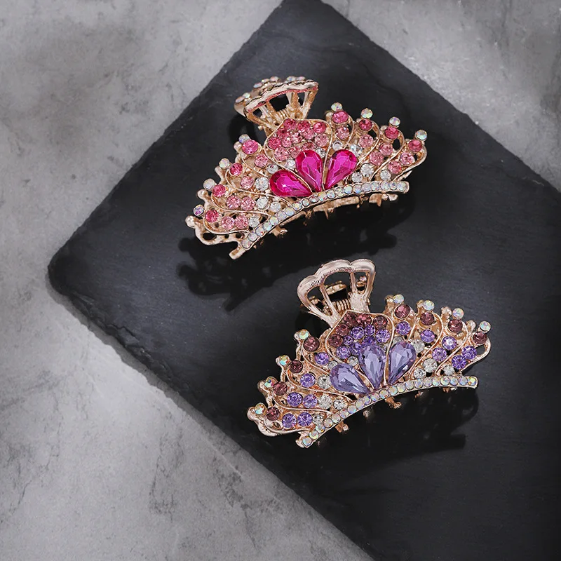 The new Korean version of the crown plate hair clip shining zircon back head hair clip elegant ladies fashion hair accessories