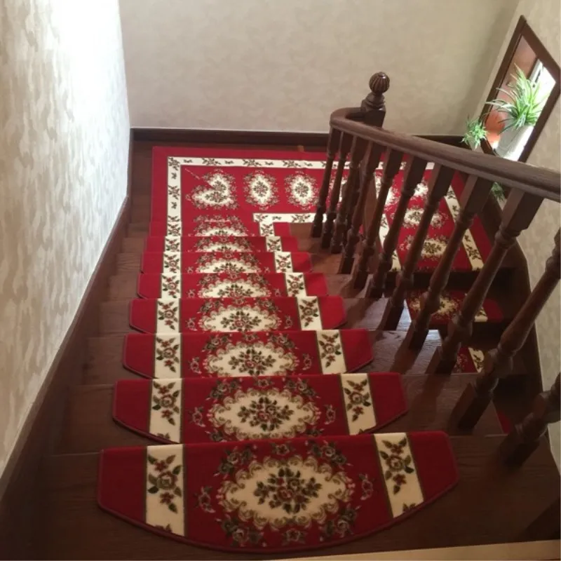 

Wooden Stairs Step Mat Glue-free Self-priming Non-slip Steps Rectangular Feet Wedding Red Carpet