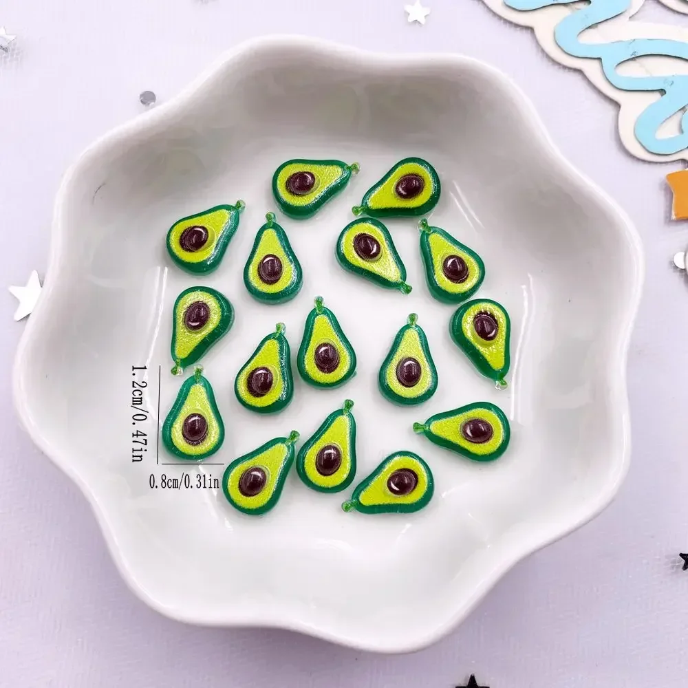 50PCS Resin Mini Colorful Avocado Kiwi Orange Corn Fruits Vegetables Nail Art Flatback Rhinestone Figurines DIY Bow Decor Crafts