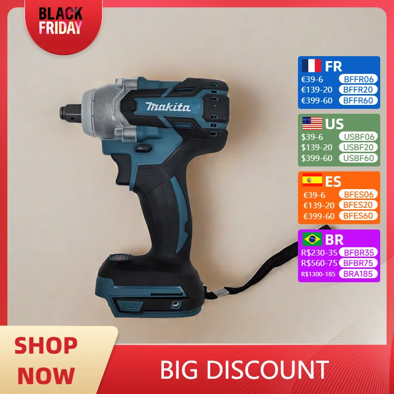 Makita DTW285 5200NM Brushless Cordless Electric Impact Wrench Dual Function Electric Wrench Tool Compatible With 18V Battery