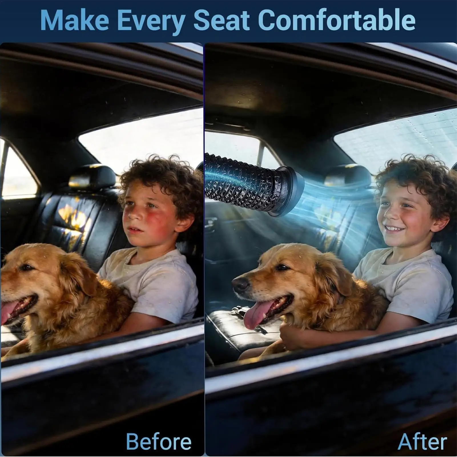 

Car Air Vent Extender With USB Airflow Fan Universal 3 Meter Auto AC Vent Extender For Kids Pets SUV Truck Sedan Pickup Van
