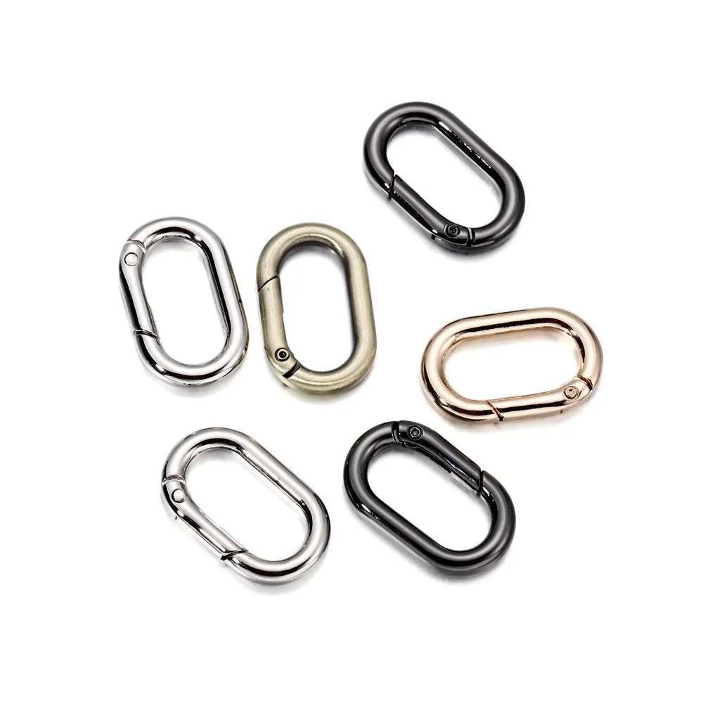 5Pcs/lot Metal Oval Ring Spring Clasps Openable Carabiner Keychain Bag Clips Hook Dog Chain Buckles Connector For DIY Jewelry