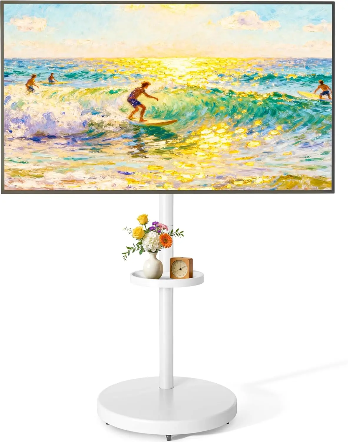 Height Adjustable Rolling TV Stand for 32-65 Inch TV up to 88 Pounds, Portrait to Landscape, Mobile TV Stand with Adjustable Sto