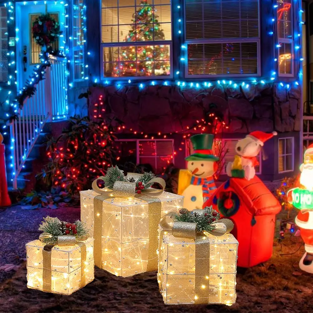 Translucent For Christmas Light Display Box Set for Festive Garden Decoration 3 Piece Holiday Ornament Collection