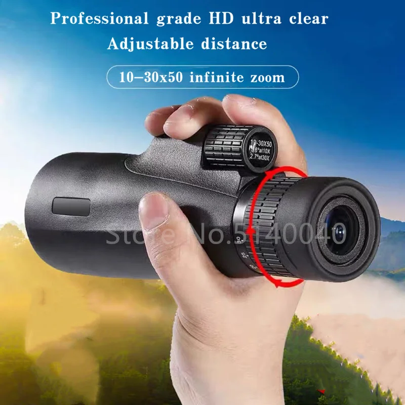 10-30x50 Monoculars Telescope Zoom Bak4 Prism HD Optics Powerful Binoculars Night Vision Waterproof For Camping Hunting