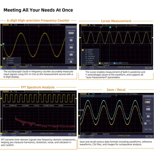 Owon Digital Oscilloscope SDS210S SDS215S SDS220S SDS200 2-channels 100Mhz 150Mhz 200Mhz 1GS/s FFT+ 25MHz 14Bit Signal Generator - Image 3