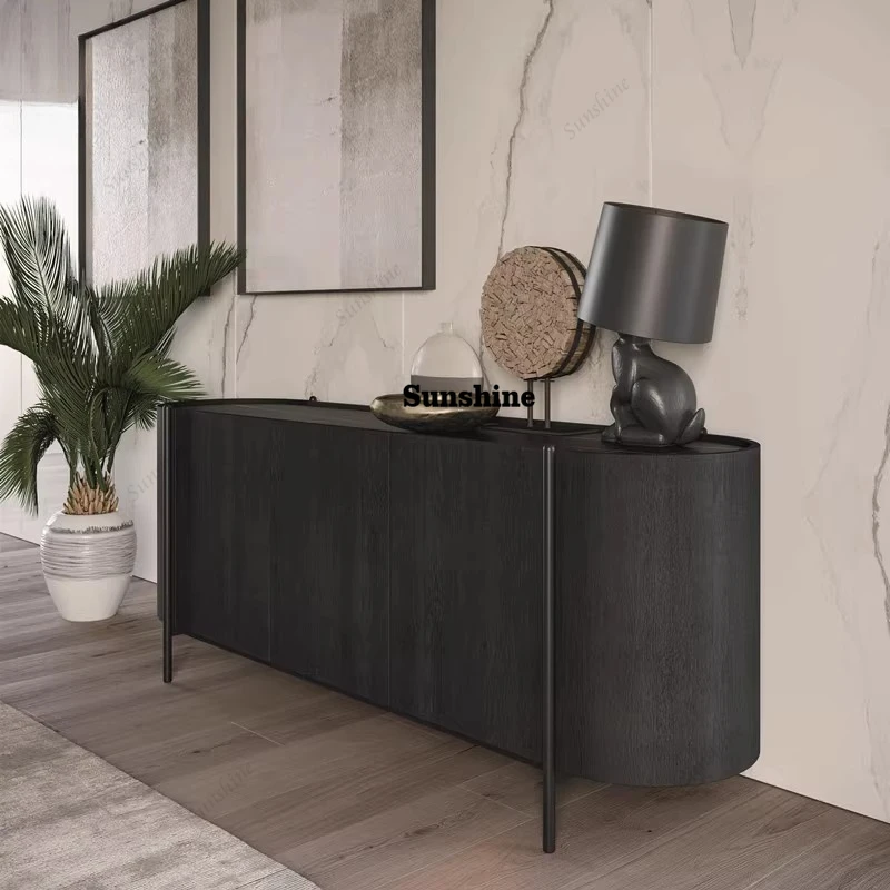 

Nordic minimalist side cabinet, black tea cabinet, entrance hall cabinet