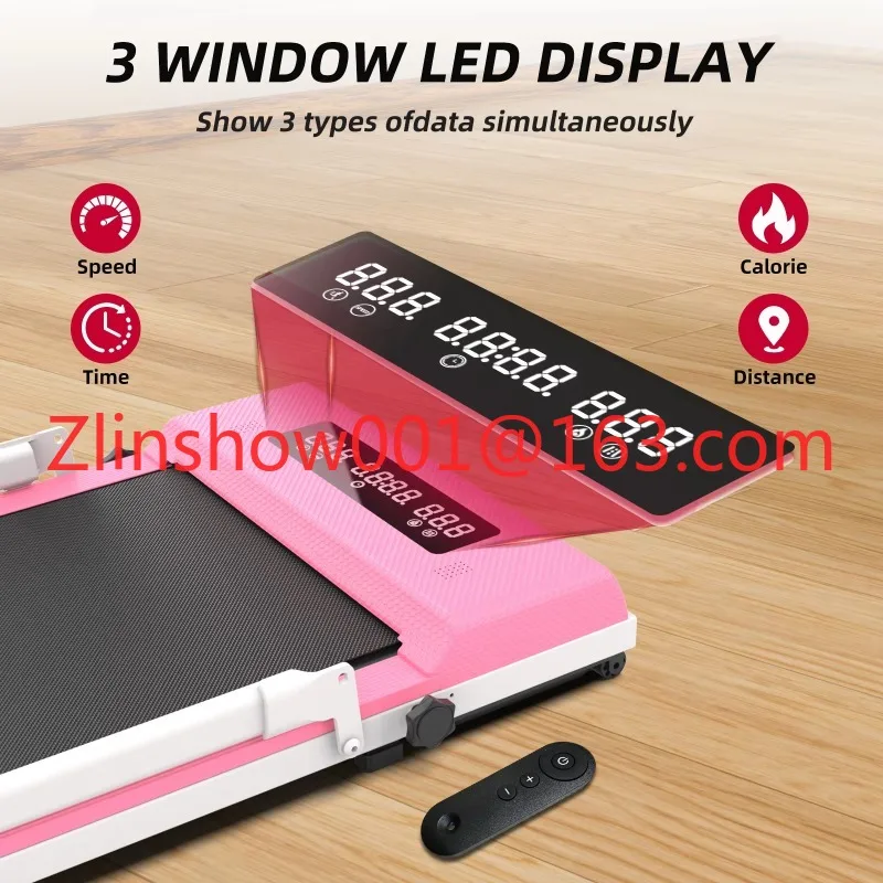 Pink Movable Walking Pad Smart Fitness Exercise Foldable Electric Running Machine Gym Home Use Treadmill