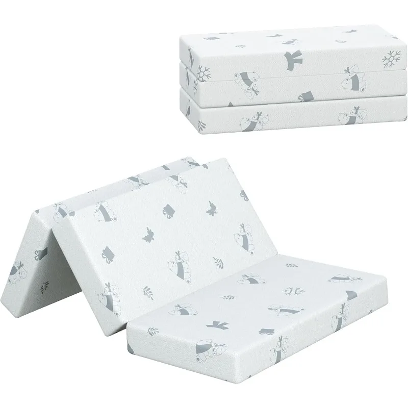 

Trifold Pack n Play Mattress, 38 * 26" inch for playpen, Waterproof Ultra-solt Jacquard, Removable Washable Cover