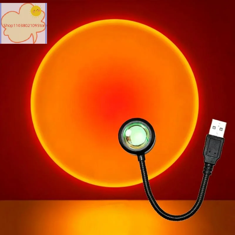 【HT】【HT】Sunset Projection Lamp USB Multicolors Home DecorAtmosphere Lamp, Flexible Stent, Suitable For Living Room And Bedroom