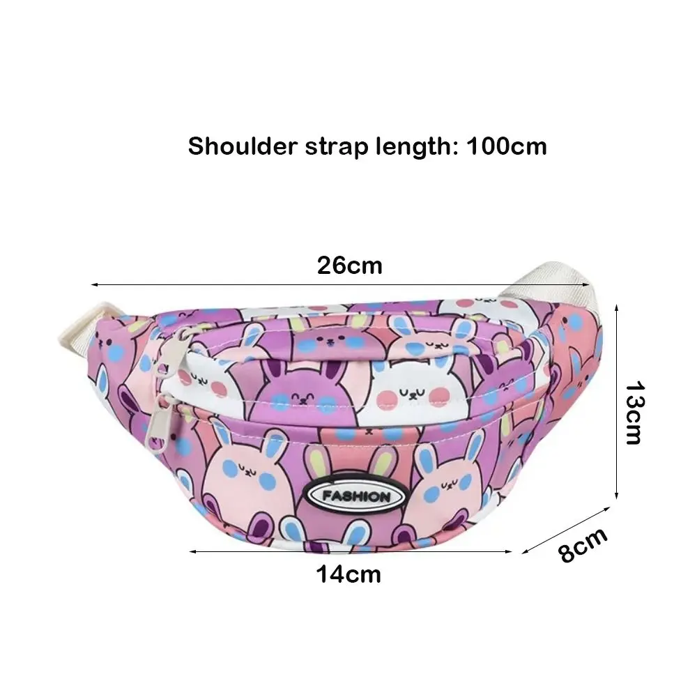 Cute Cartoon Rabbit Print Children Waist Bag Adjustable Belt Casual Children Crossbody Bag Durable Children Shoulder Bag