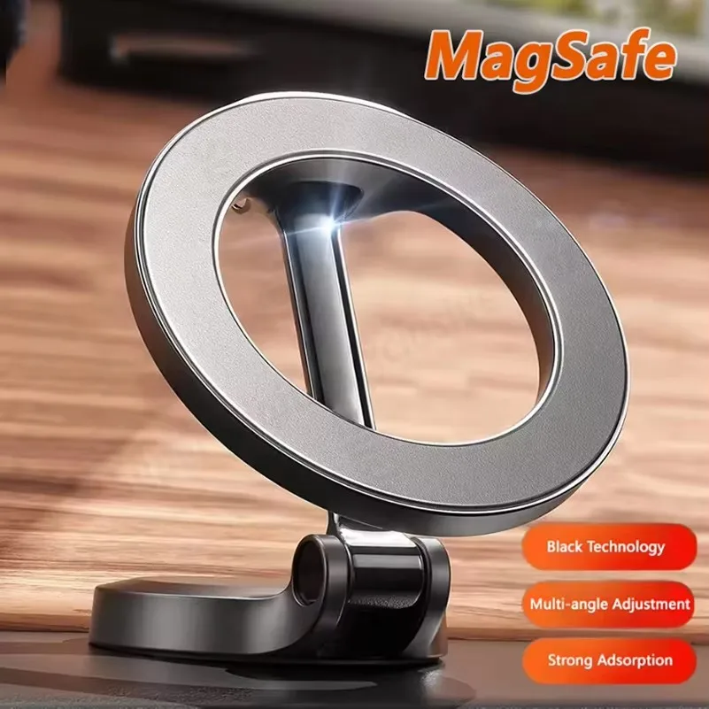Upgrade MagSafe Car Phone Holder Car Magnetic Phone Stand Strong Magnetic 360°Rotatable Foldable Metal Suction Cup Phone Mount