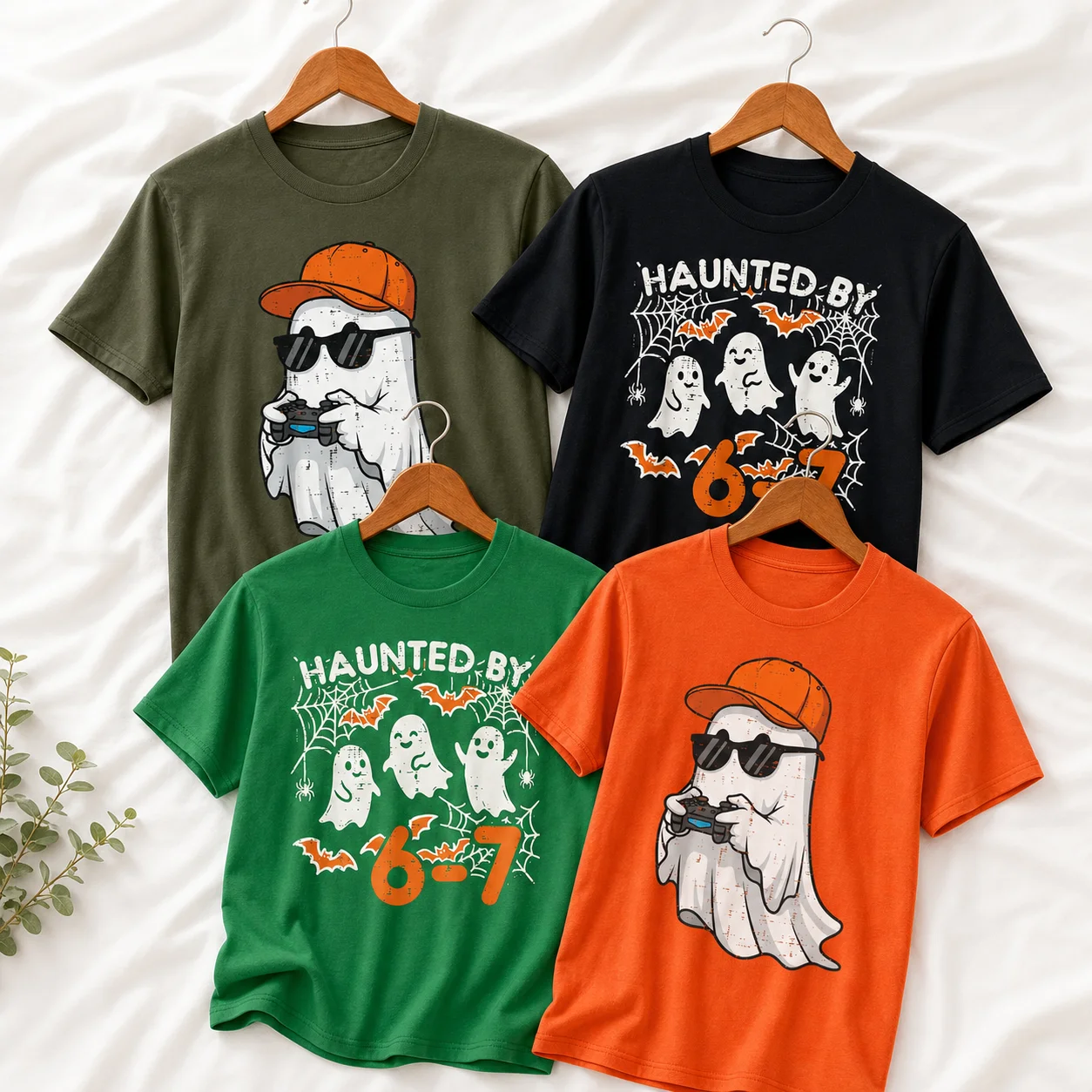Halloween Gaming Ghost Gamer Kids T-shirts Fun Ghosts Six Seven Tees Boys Girls Short Sleeve 100% Cotton Halloween Tshirts