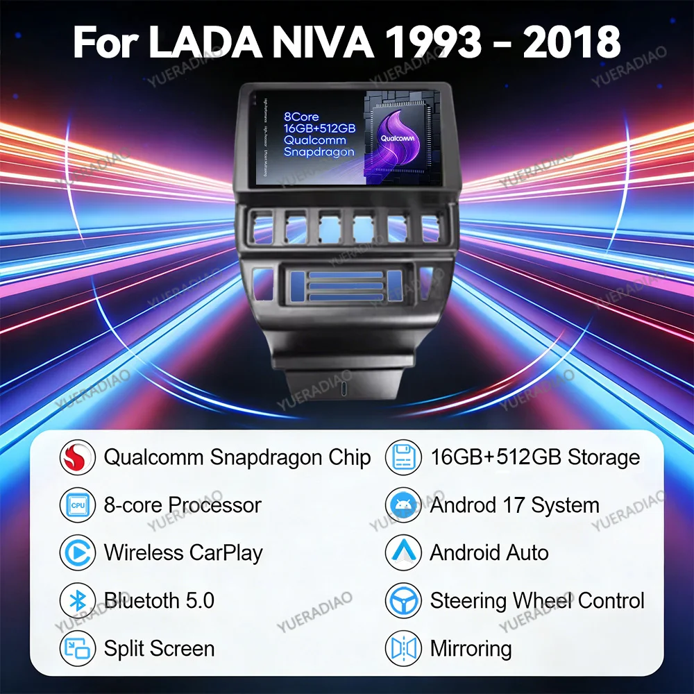 Android 17 Car Radio For LADA NIVA 1993 - 2018 Multimedia Stereo Video Player Head Unit BT GPS NAVI 2DIN 4G LTE 5G WIFI Qualcomm