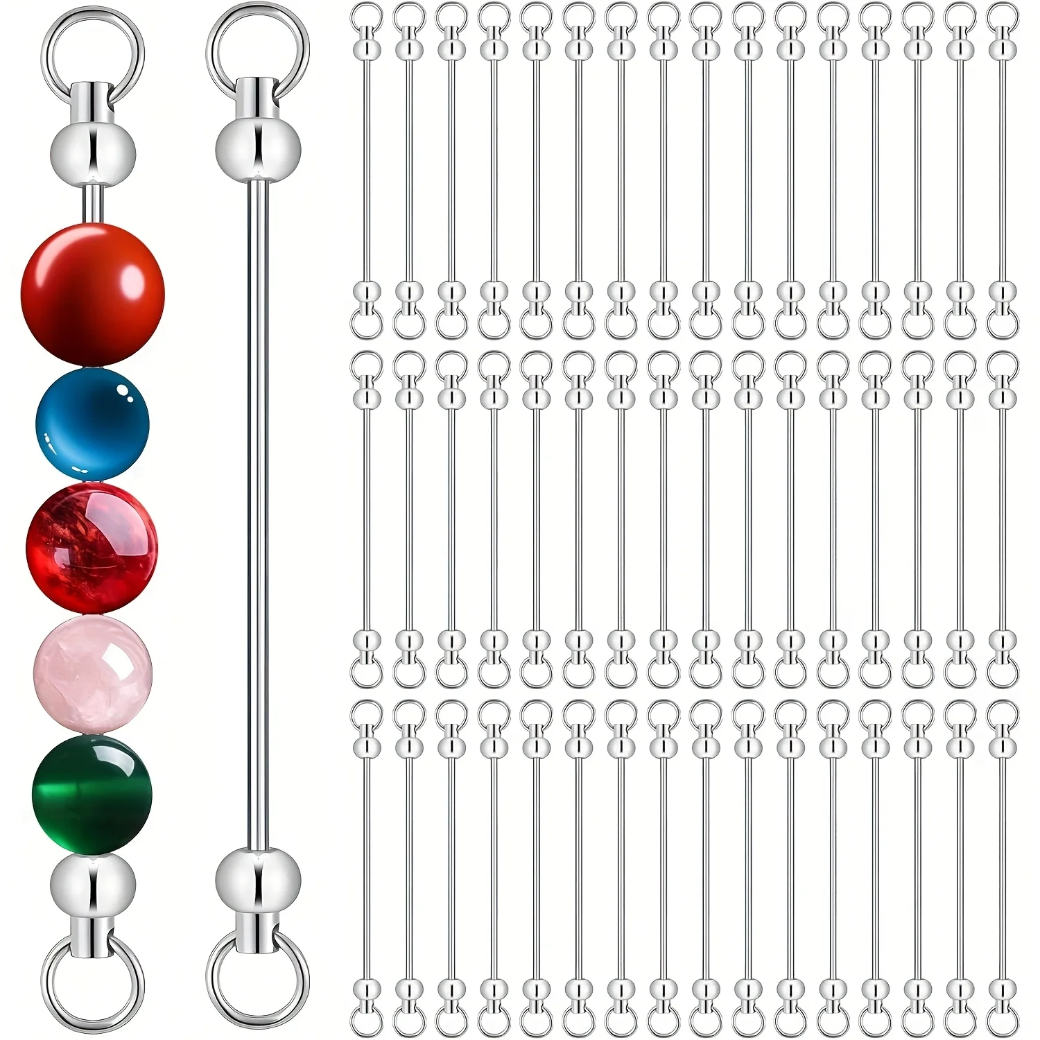 50PCS Nostalgic Timeless Hand-Stringing Beads Blank Key Ring Pendant Making Rod Handbag Decoration Accessory Gift Customizable