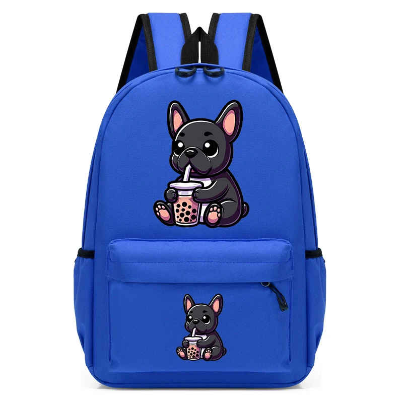 Children Schoolbag Boys Girls French-Bulldog Dog Bubble Tea Cartoon Backpack Backpack Back To School Backpack Kawaii Schoolbag