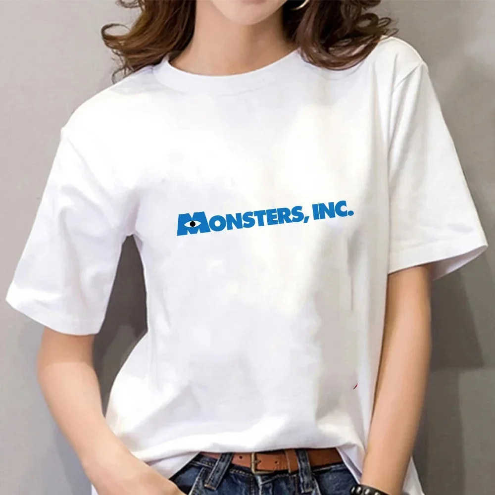 Camiseta estampada de manga corta para mujer, ropa con estampado de la serie de la Universidad de Disney Monster