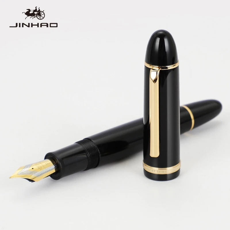 JINHAO X159 Acrylic Fountain Pen Black Color Ink Pen Student Business School Office Supplies Calligraphy Pens Stationery PK 82