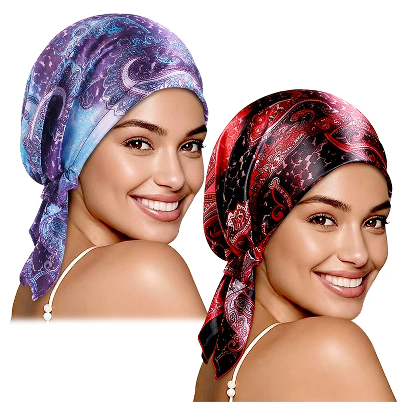 Atmungsaktiver Vorgefertigter Turban-Hijab für Frauen mit Neuem Paisley-Muster Muslimischer Hijab Chemo-Mütze Schlafmütze Hijab – Detail 6
