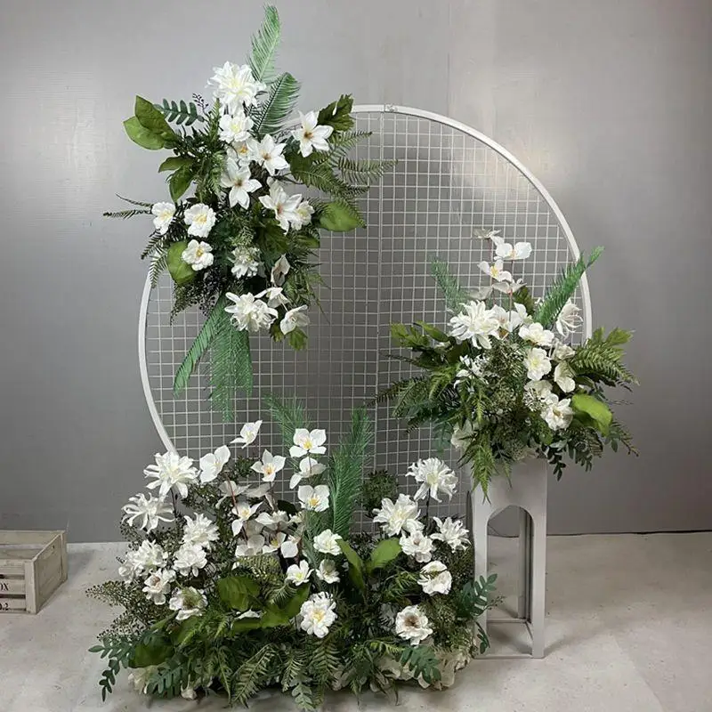 Wedding simulation flower row road lead to flower row wedding hall stage background decoration wrought iron shelves