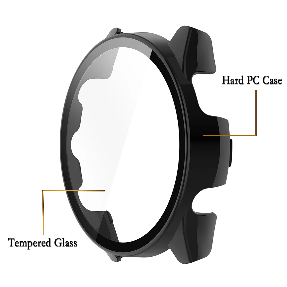 2-in-1 Watch Case+Tempered Glass For Garmin Forerunner 165 PC Hard Cover With Screen Protector Film For Forerunner 165 Music
