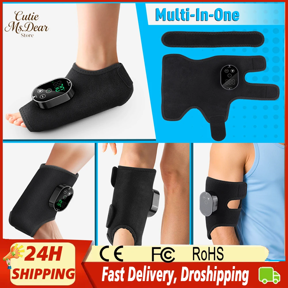 

НОВОЕ обновление 2-в-1 электрический массажный пояс для ног и лодыжки с подогревом, многоэтажный массажер с удлинительным ремнем, термоподходит для левой/правой платы