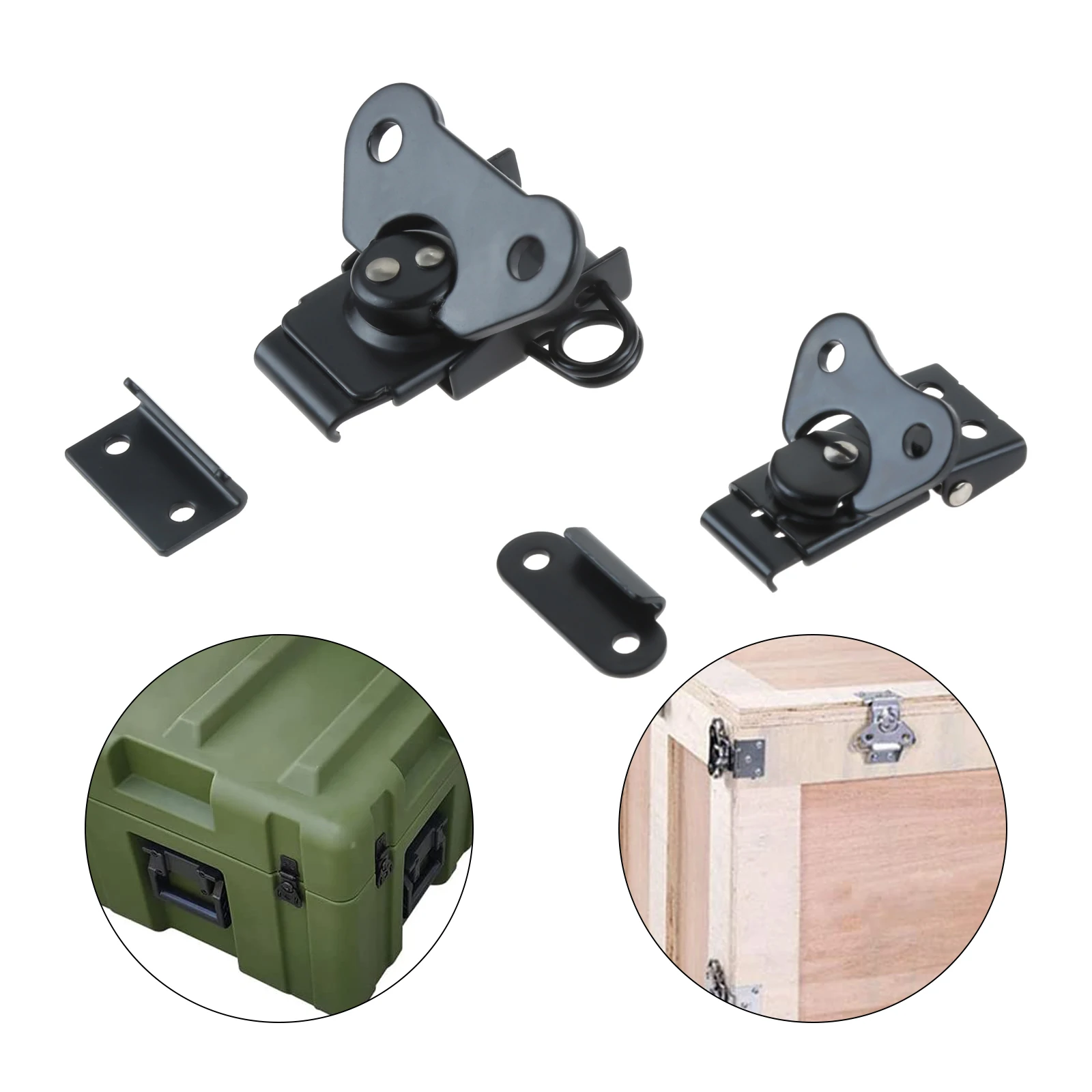 1pc Metal Butterfly Twist Latch & Keeper Toggle Clamp Black Flat Lock Core Buckle for Flight Case Luggage Toolbox Cabinet Trunk