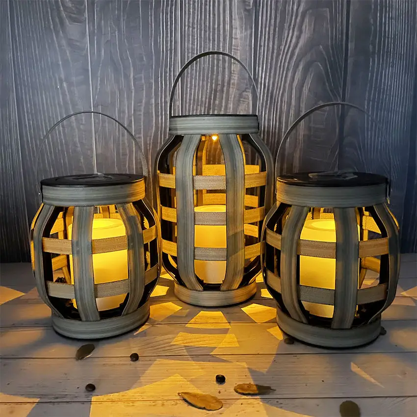 

Garden Decorate Outdoor Solar Hanging Rattan Lanterns Lamp Solar Landscape Lawn Fence Cross-weaving Solar Rattan Lantern Basket