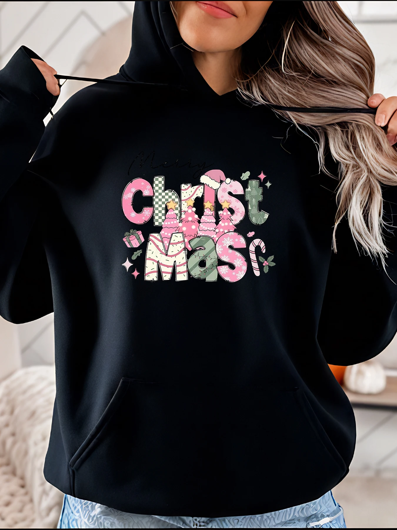 

Рождественская толстовка с принтом рождественской елки, женская повседневная зимняя толстовка, женская мода 280