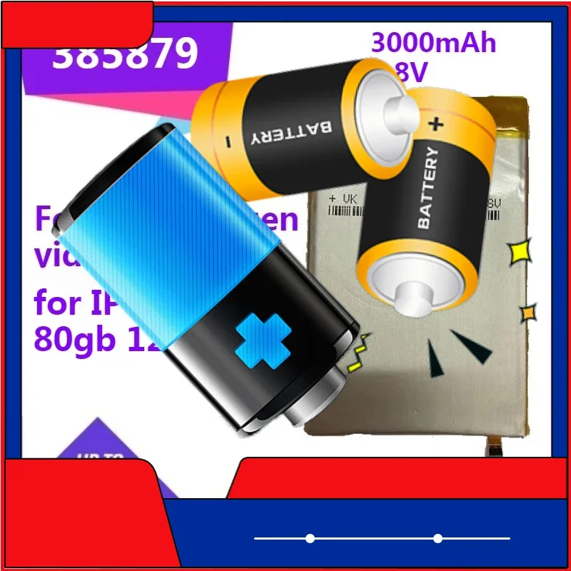 385879 Battery for IPod 5th Gen Video 30gb for IPod 6th Gen Classic 80gb 120gb 3.7V 3000mAh Battery