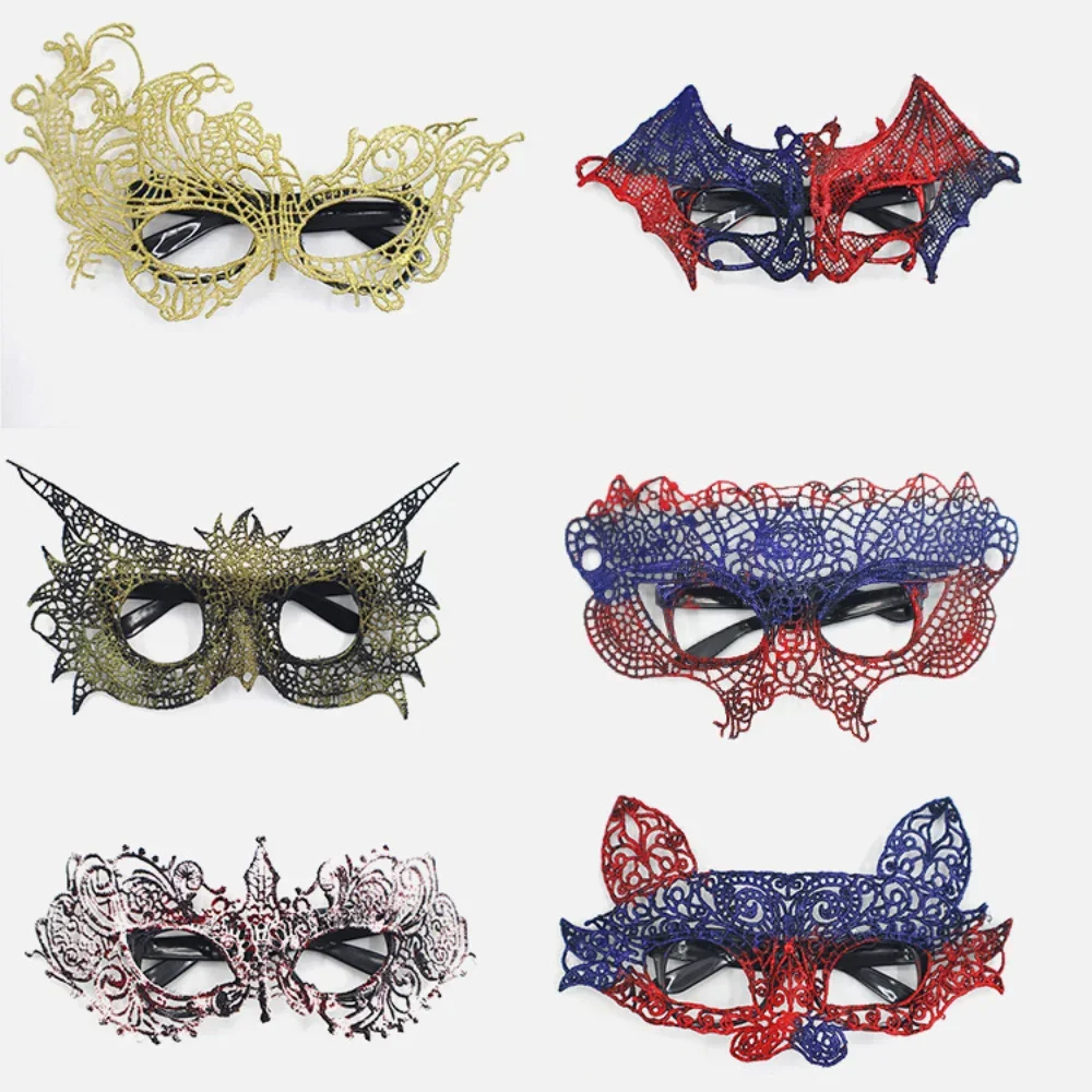 Sexy Kant Maskerade Masker Zwart Rood Vleermuis Half Gezichtsmasker Voor Vrouwen Cosplay Masker Dress Up Carnaval Halloween Party Kostuum Prop