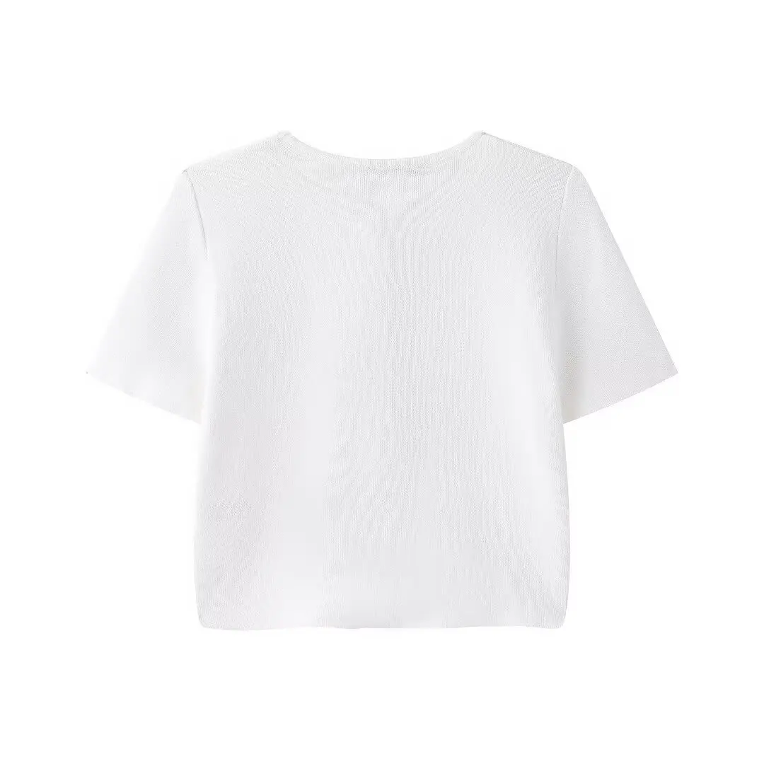 Women's Minimalist Knitted Short Sleeved Shirt Top