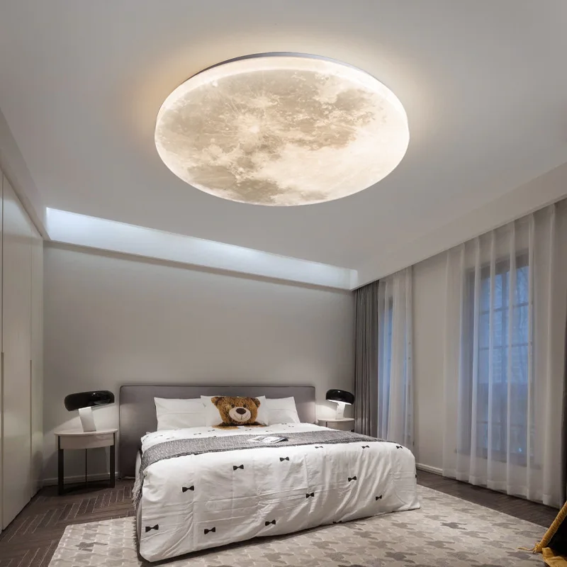 

Modern Lunar Design Ceiling Lamp, Minimalist Round LED for Bedroom, Entryway, Kitchen, Balcony Decor