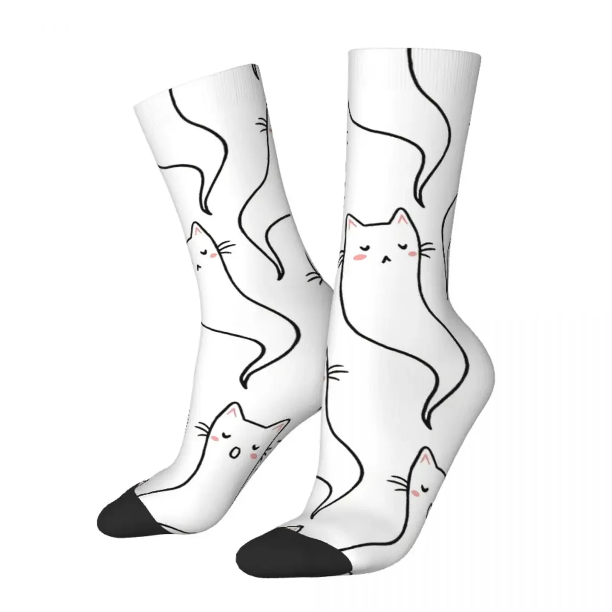 

Funny Crazy Sock for Men Ghost Cats Hip Hop Vintage Summer Socks Breathable Crew Sock Casual Gift