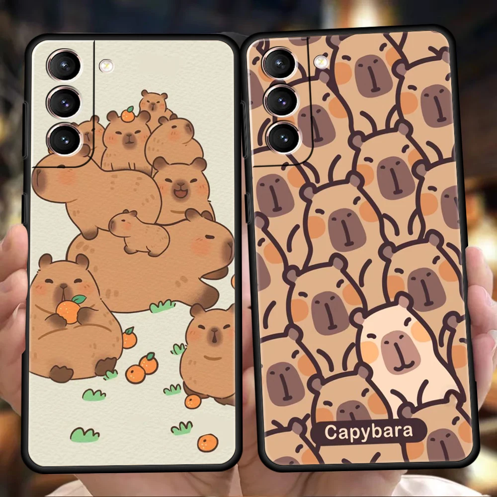 Cartoon Capybara Case for Samsung Galaxy S24 S23 S22 S20 S21 FE Ultra S24 S23 S10 S10E S9 S8 Plus 5G Silicone Phone Cover Capas