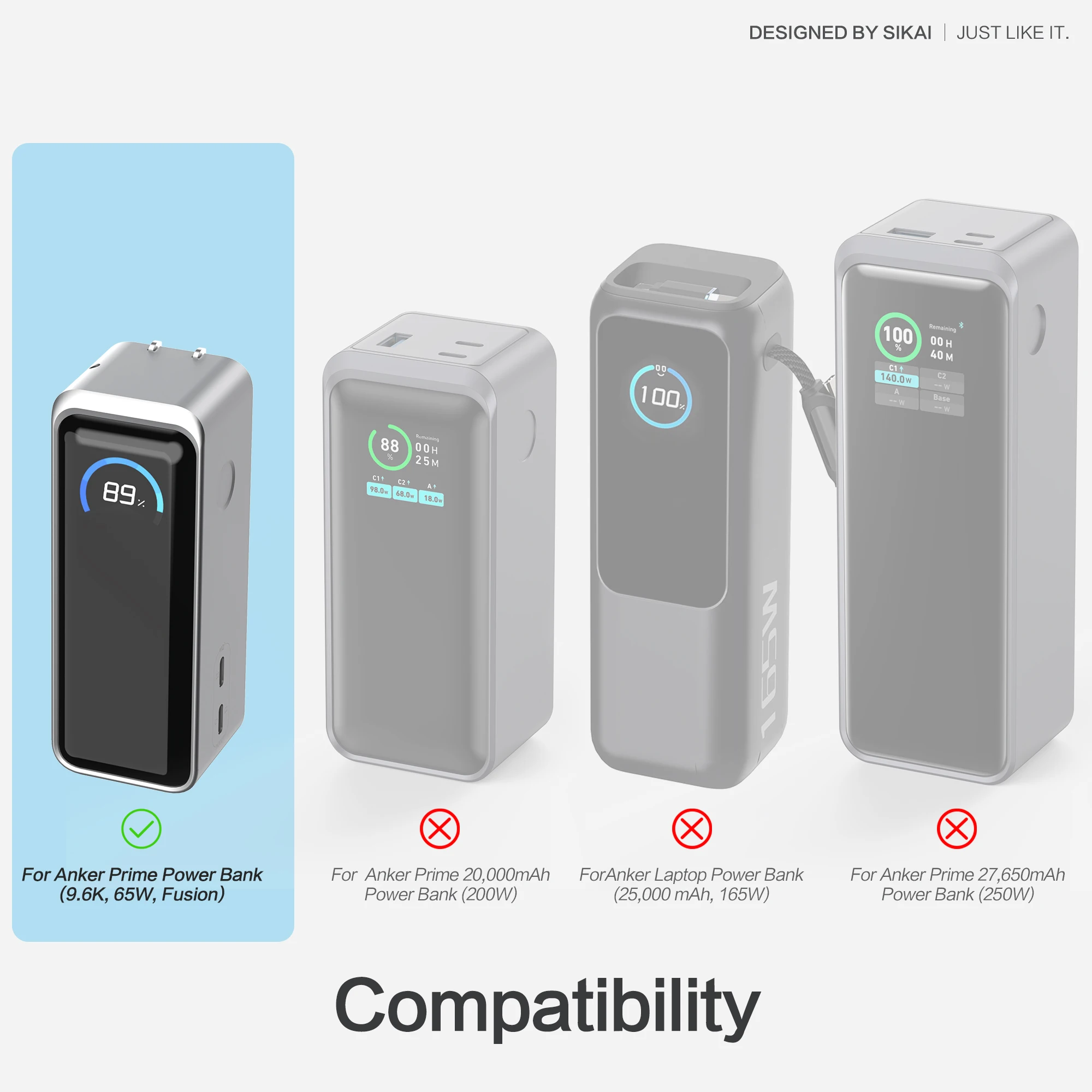 실리콘 보호 커버 실리콘 케이스 여행용 케이스 Anker Prime 9600mAh 65W 보조베터리 용 충격 방지 안티 드롭 쉘