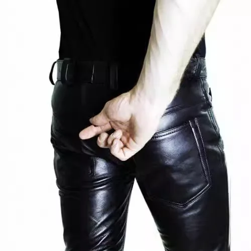 

New 2024 Men's Casual Leather Pants Wi Color Zipper PU Leather Trousers Long Tight Fit Sle for Autumn Season