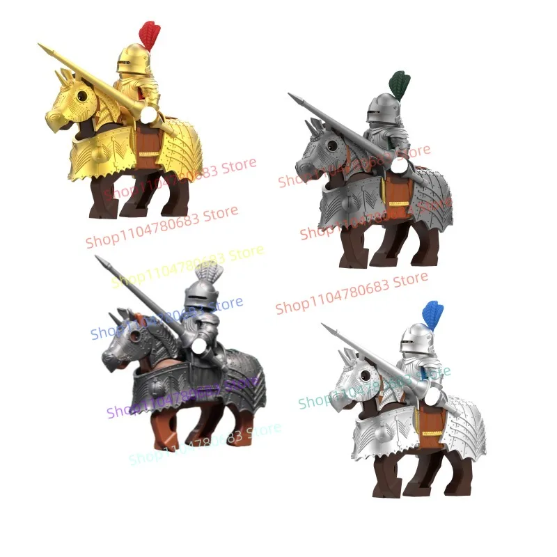 

MOC Building Blocks Medieval Golden Cavalry DY334 Mini Action Figure Assembly Model Ornaments Cartoon Toys Gift Collection